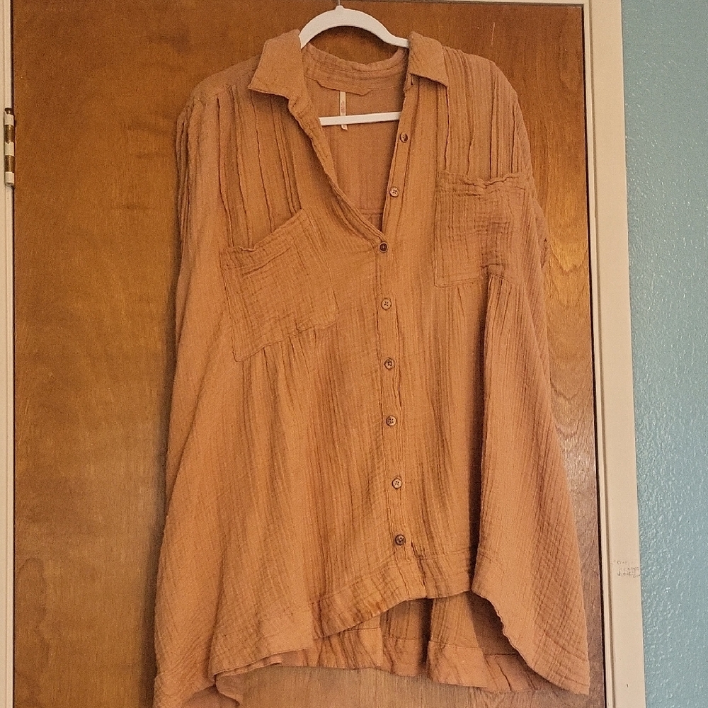 FP Tan Crinkle Top